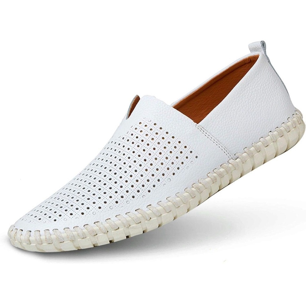 Men's Genuine Leather Loafer Shoes Slip On Soft Walking Driving Shoes Size 11